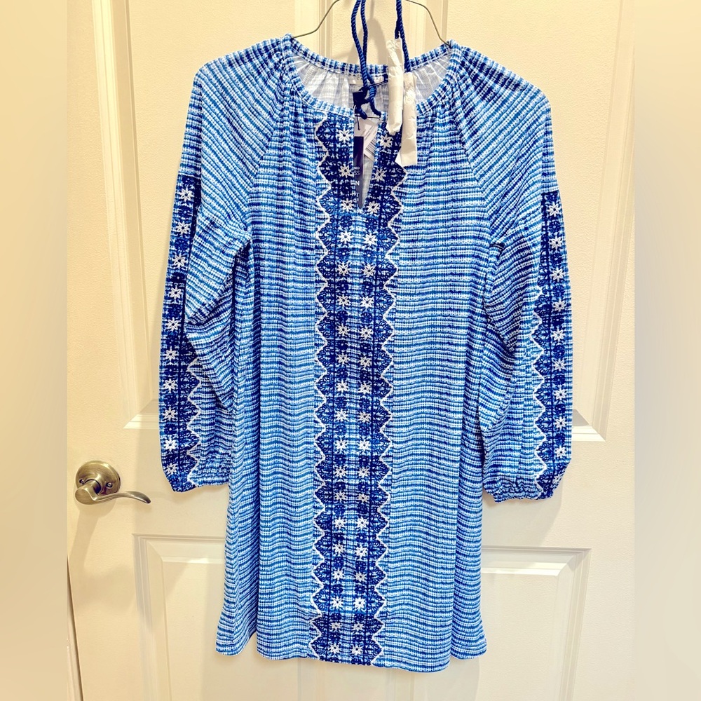 NWT gorgeous Cabana Life Charleston embroidered UPF 50 cover up,  L.